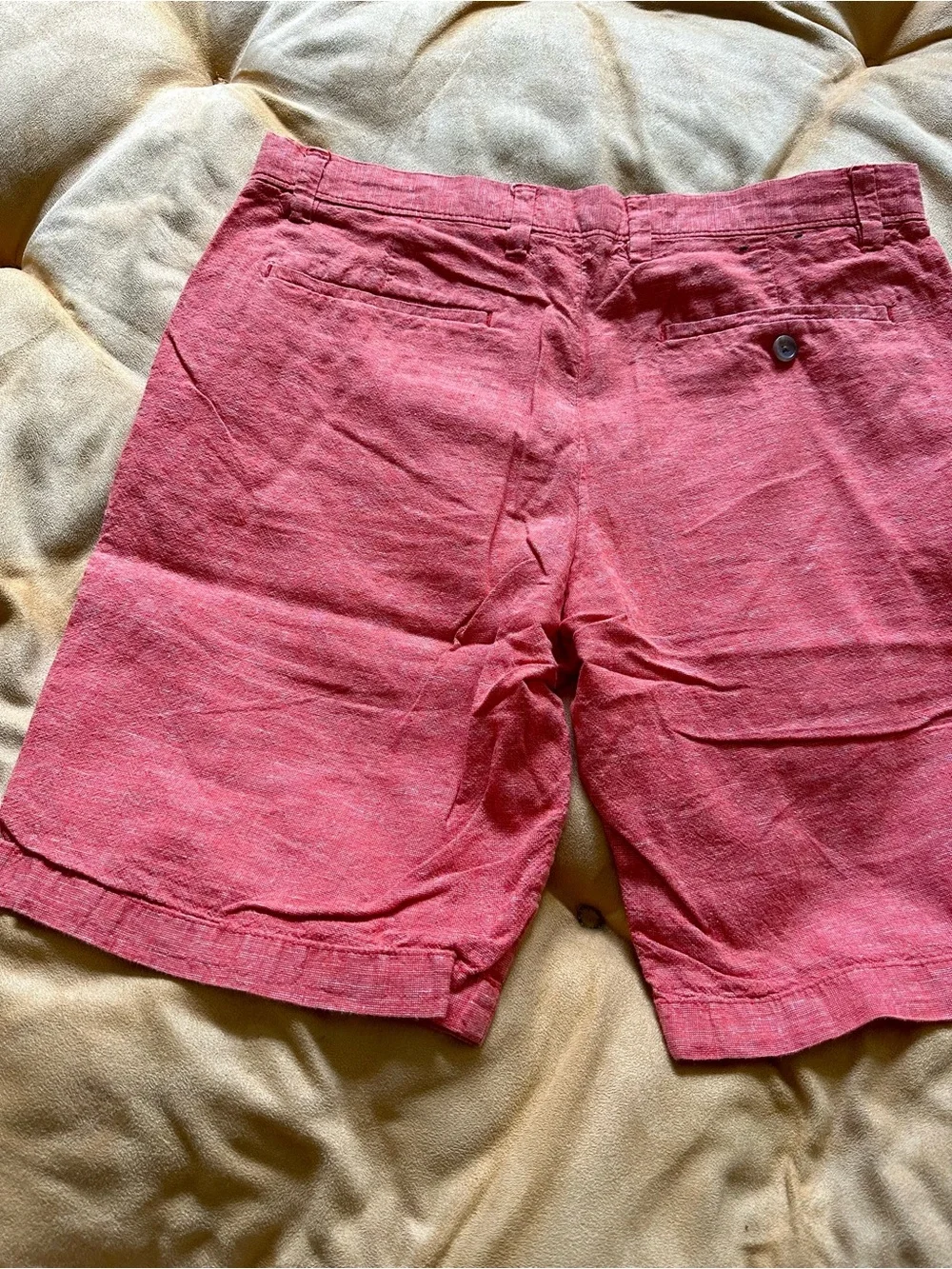 Banana Republic Men's Coral Red Casual Linen-Blend Shorts